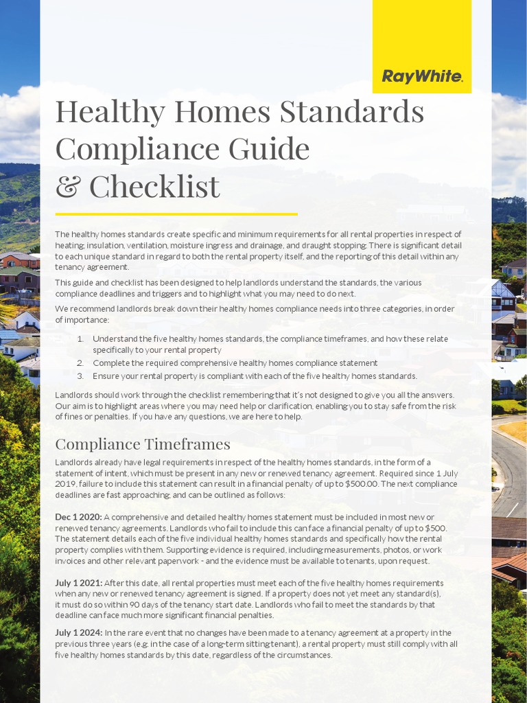 Healthy Homes Standards Checklist Nov 2020 PDF Building Insulation