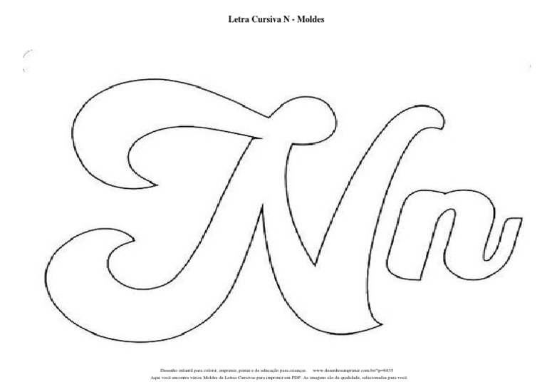 Moldes de Letras Cursivas para Imprimir Letra Cursiva N PDF