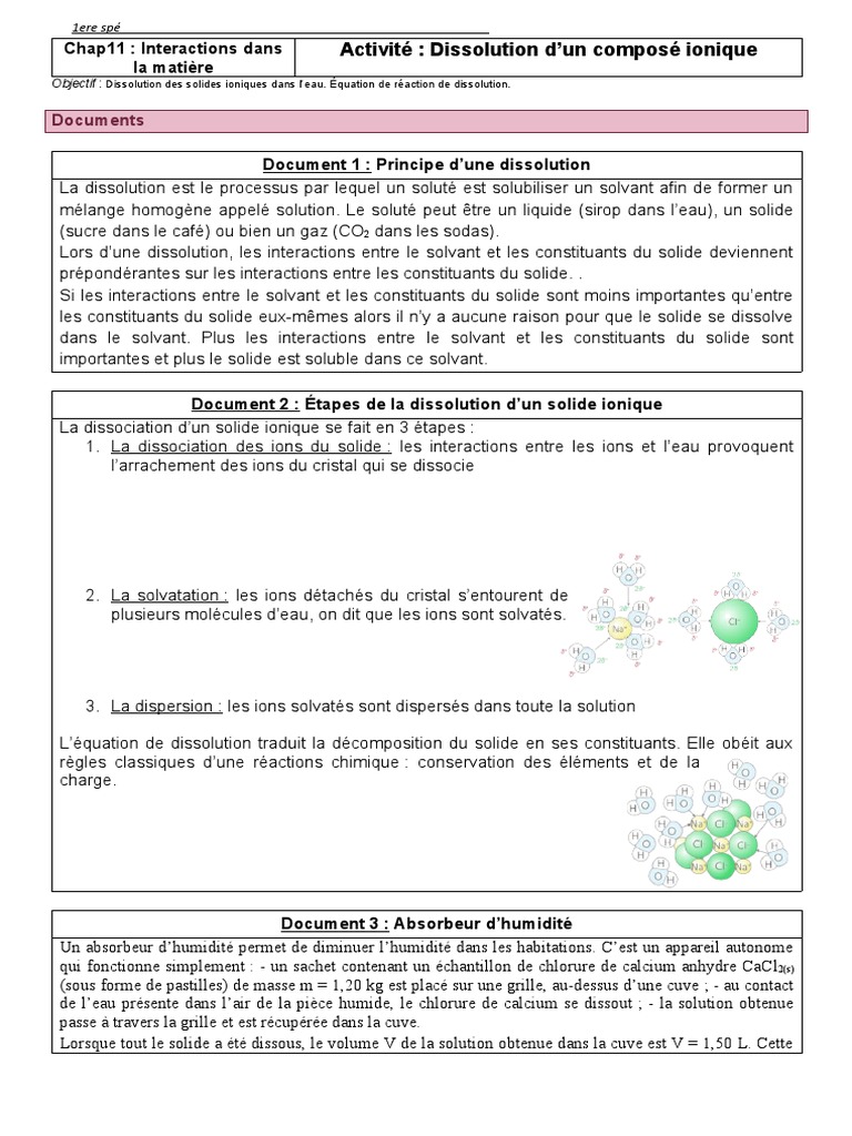 Dissolution des solides ioniques en 3 étapes | PDF | Solvatation | Ion