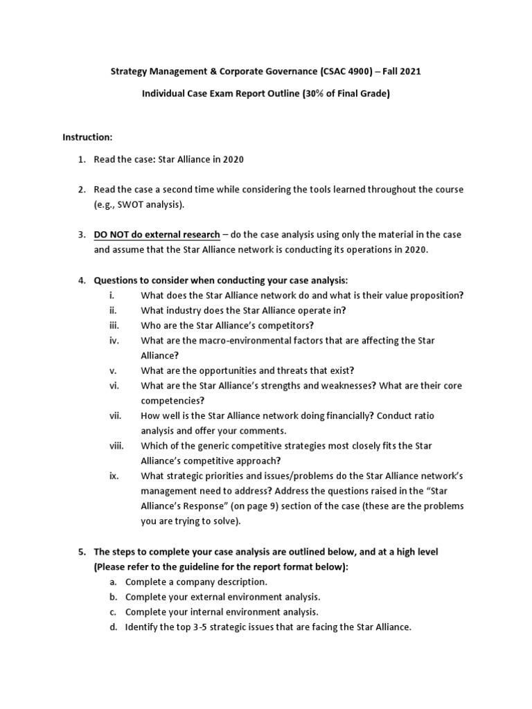 CSAC 4900: Star Alliance Case Analysis | PDF | Swot Analysis ...