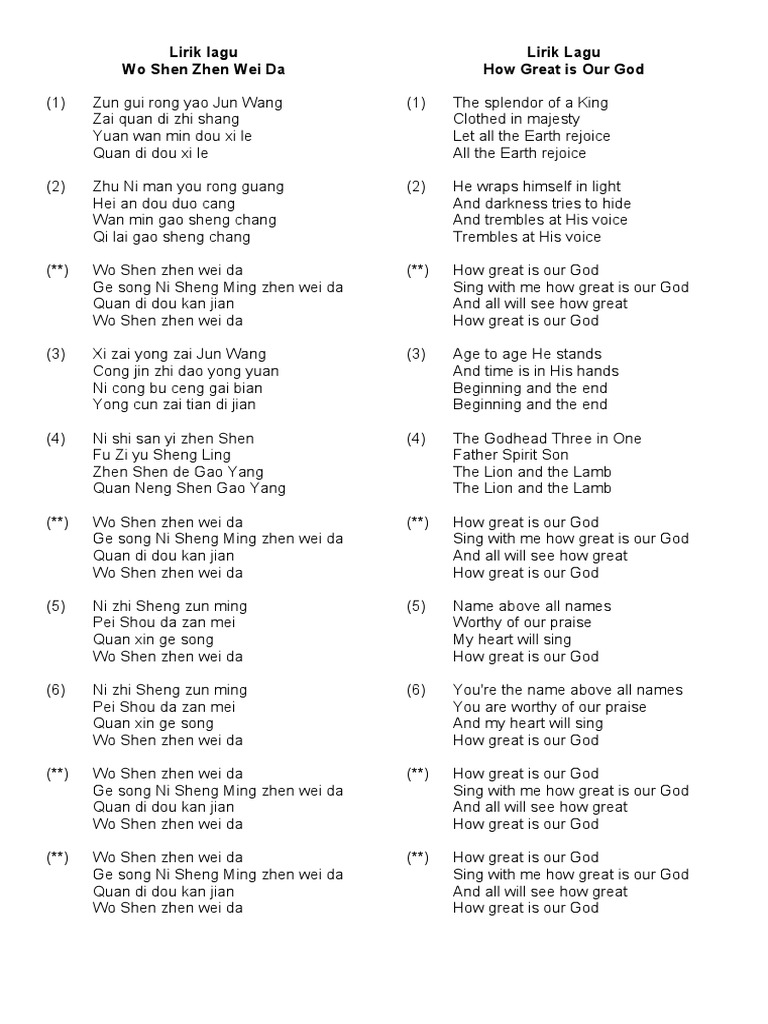 Lirik Lagu How Great Is Our God PDF