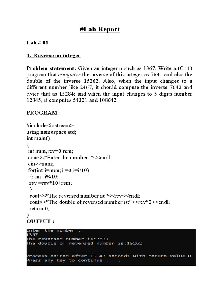 Lab Report | PDF | Computer Science | Computing
