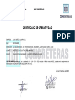 4 Certificado de Conformidad de Diagnostico Técnico y Operatividad, de La Planta de Concreto