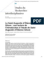 Le Saint Augustin D'étienne Gilson - Une Lecture de L'introduction À L'étude de Saint Augustin D'étienne Gilson