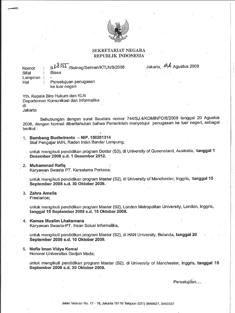 Surat Setneg S3 Bambang | PDF