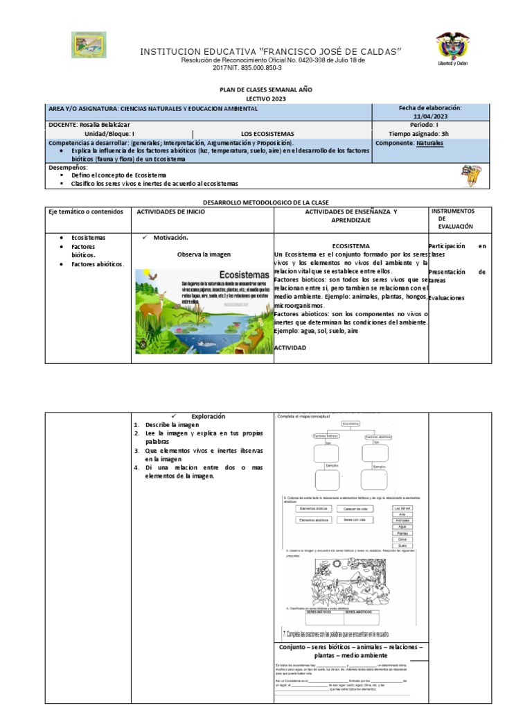 Actividades sobre Ecosistemas para Niños | PDF | Ecosistema | Entorno ...