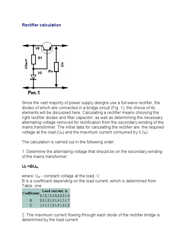 Rectifier Calculation PDF Rectifier Capacitor