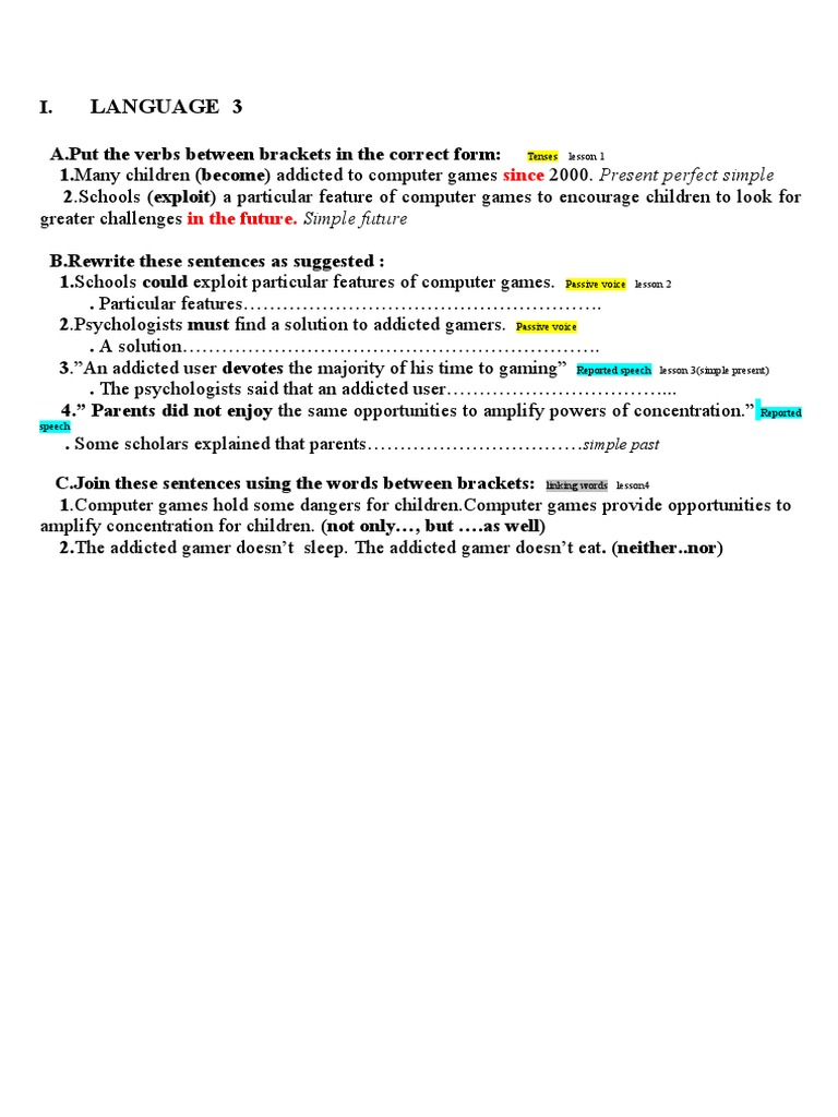 Language 3 Trem203 | PDF | Games & Activities