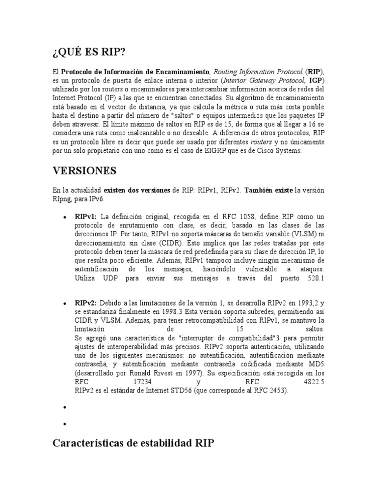 Qué Es Rip | PDF | Redes de computadoras | Arquitectura de Computadores
