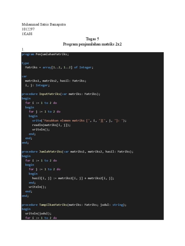 Procedure Matriks | PDF | Teaching Methods & Materials | Computers