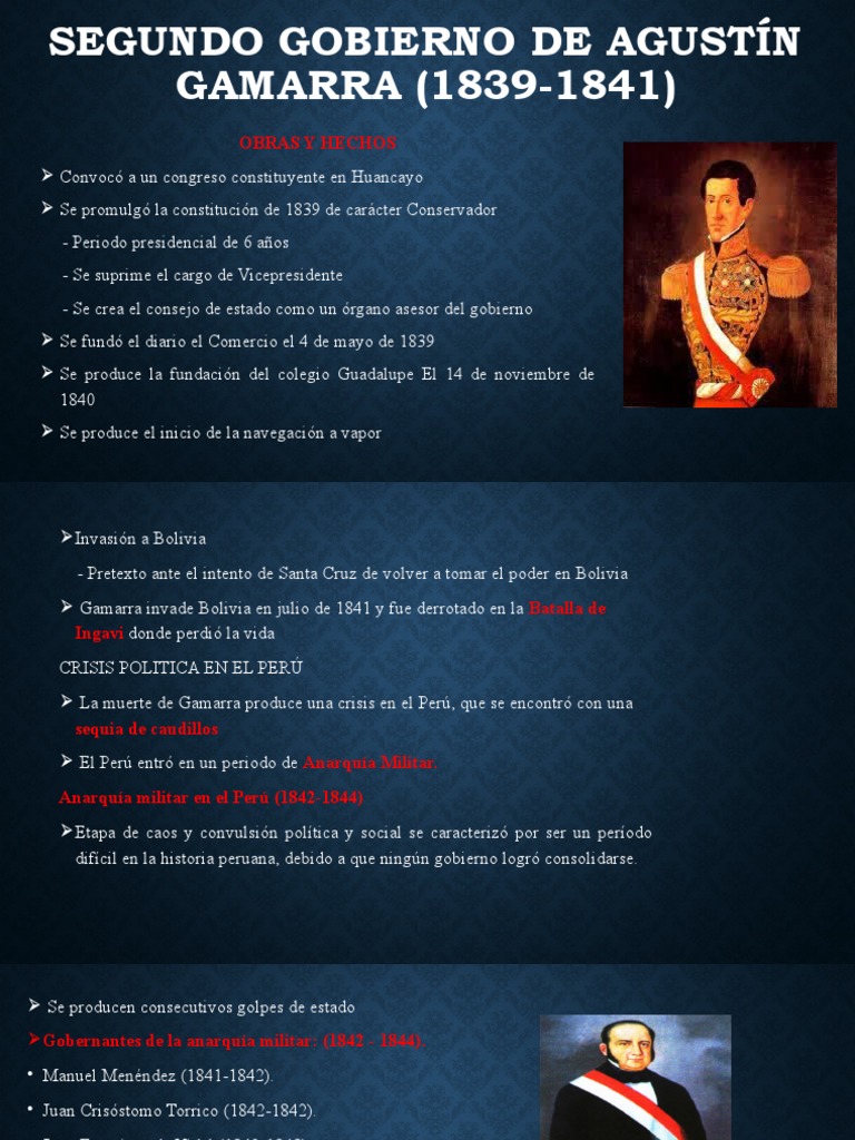 Segundo Gobierno de Agustín Gamarra (19391941) PDF Perú América