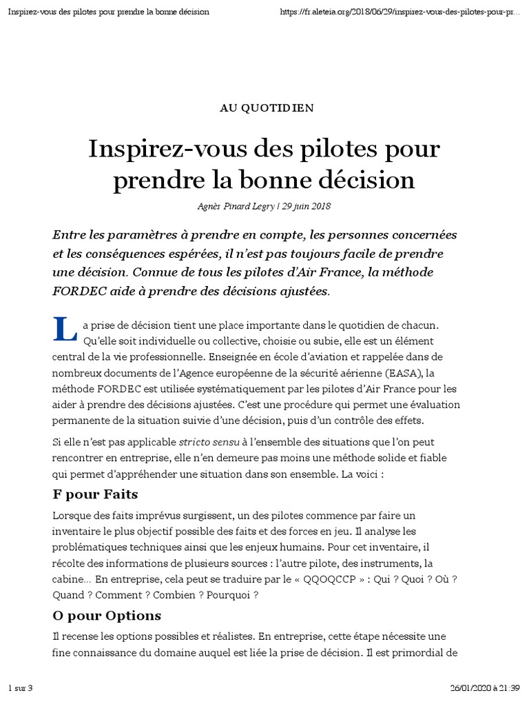Méthode FORDEC pour une décision efficace | PDF | Évolution de carrière ...