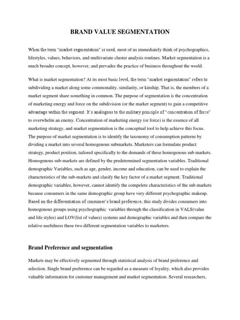 Brand Value Segmentation Strategies | PDF | Market Segmentation | Brand
