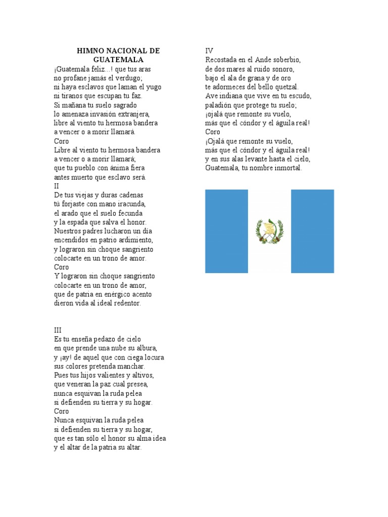 Himno Nacional de Guatemala: Letra Completa | PDF