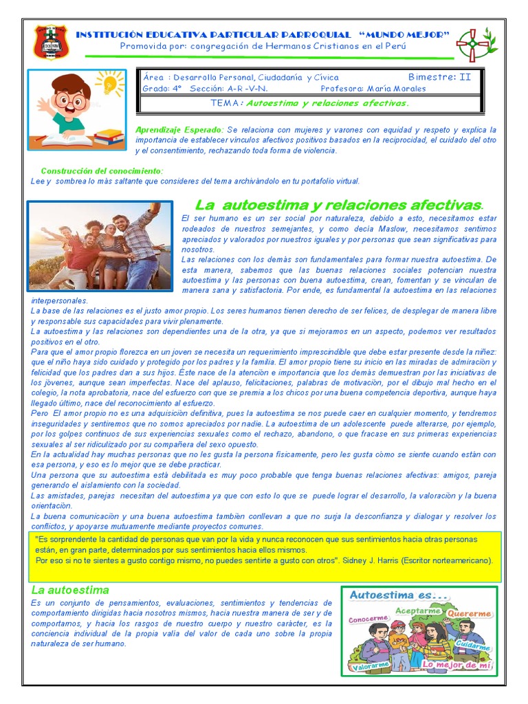 Autoestima y Relaciones Afectivas | PDF | Autoestima | Amor
