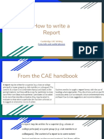 CAE Report Writing