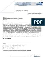 Solicitud de Admisión: Fecha: 20 de Febrero de 2023