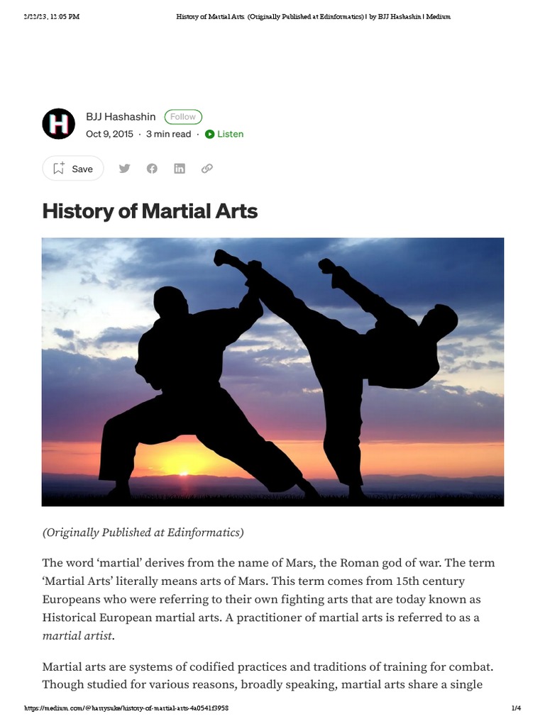 Overview of Martial Arts History | PDF | Grappling | Jujutsu