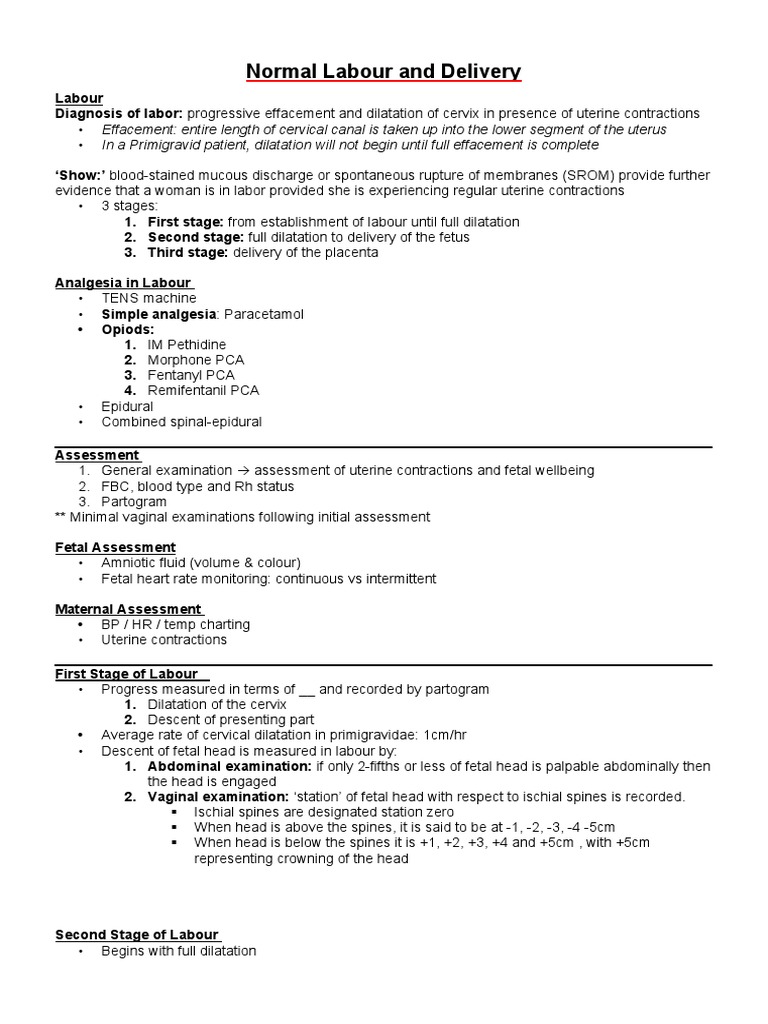 Normal labour and delivery pdf childbirth vagina