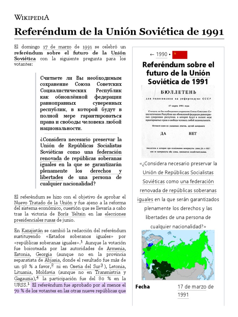 Referéndum de La Unión Soviética de 1991 Wikipedia, La Enciclopedia