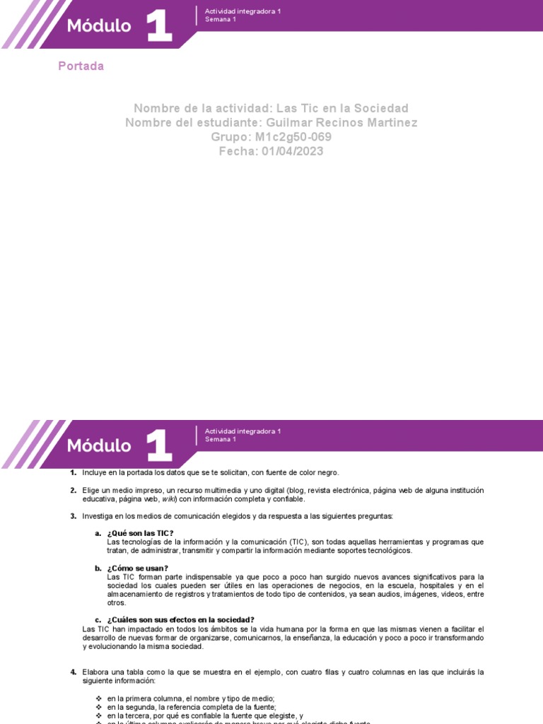 Actividad Integradora No - 1 Modulo 1 | PDF
