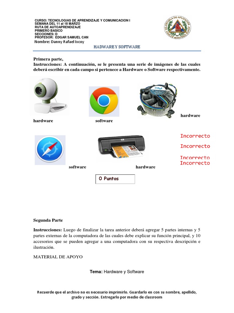 Hardware y Software para Primer Grado | PDF | Hardware de la ...