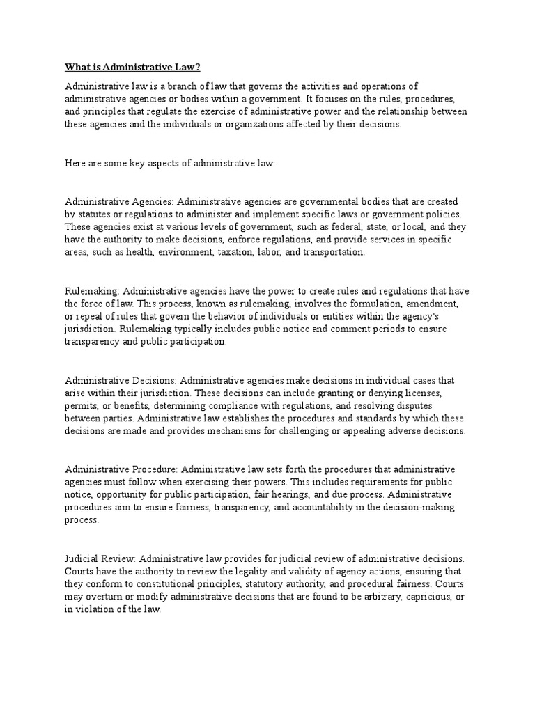 What Is Administrative Law Pdf Administrative Law Rulemaking