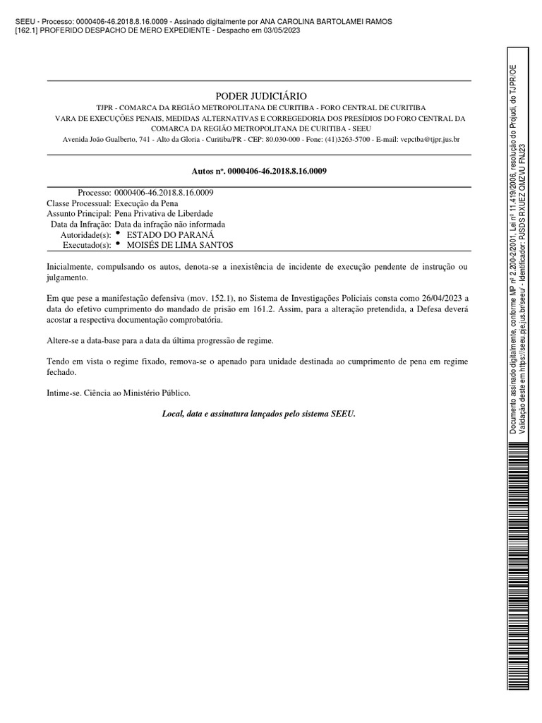 Despacho de Mero Expediente - Processo 0000406 | PDF