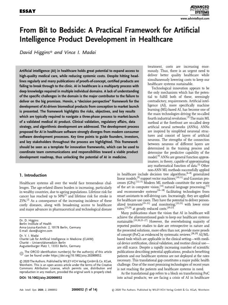 A Practical Framework For ArtificialIntelligence Product Development in ...