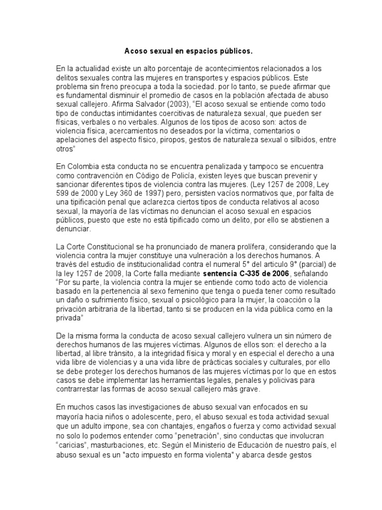 Acoso Sexual en Espacios Públicos. | PDF | Acoso sexual | La violencia ...