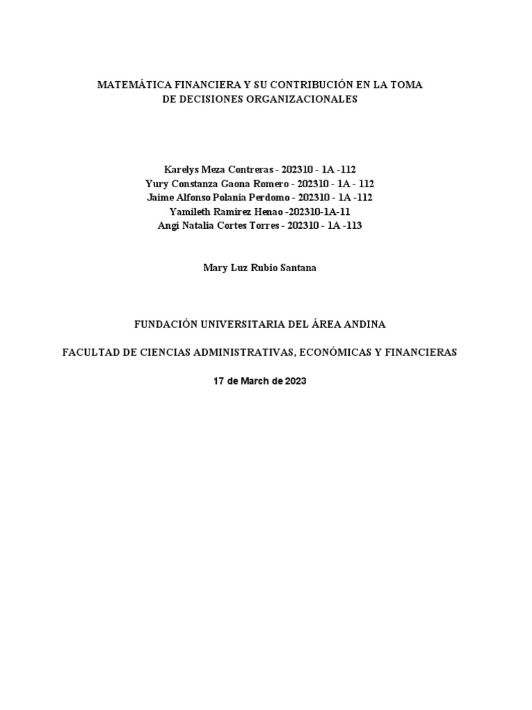 Matemática Financiera | PDF | Interés | Finanzas Matemáticas