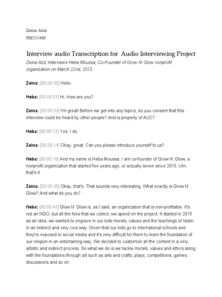 Zeina Aziz Interview Transcript | PDF