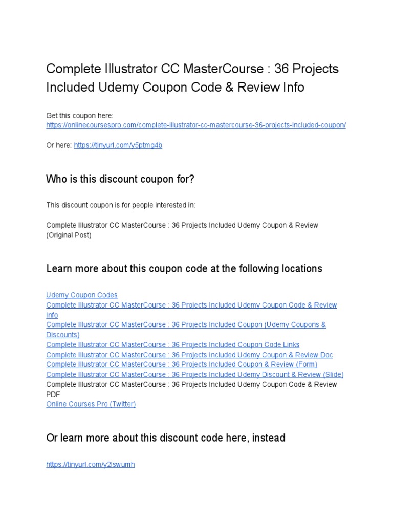 Illustrator CC MasterCourse Coupon & Review | PDF