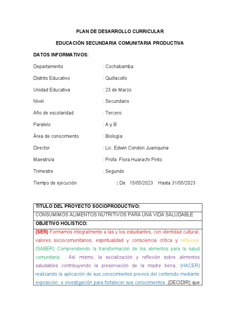 Plan de Desarrollo Curricular 2 Trimestre | Descargar gratis PDF | Luna ...
