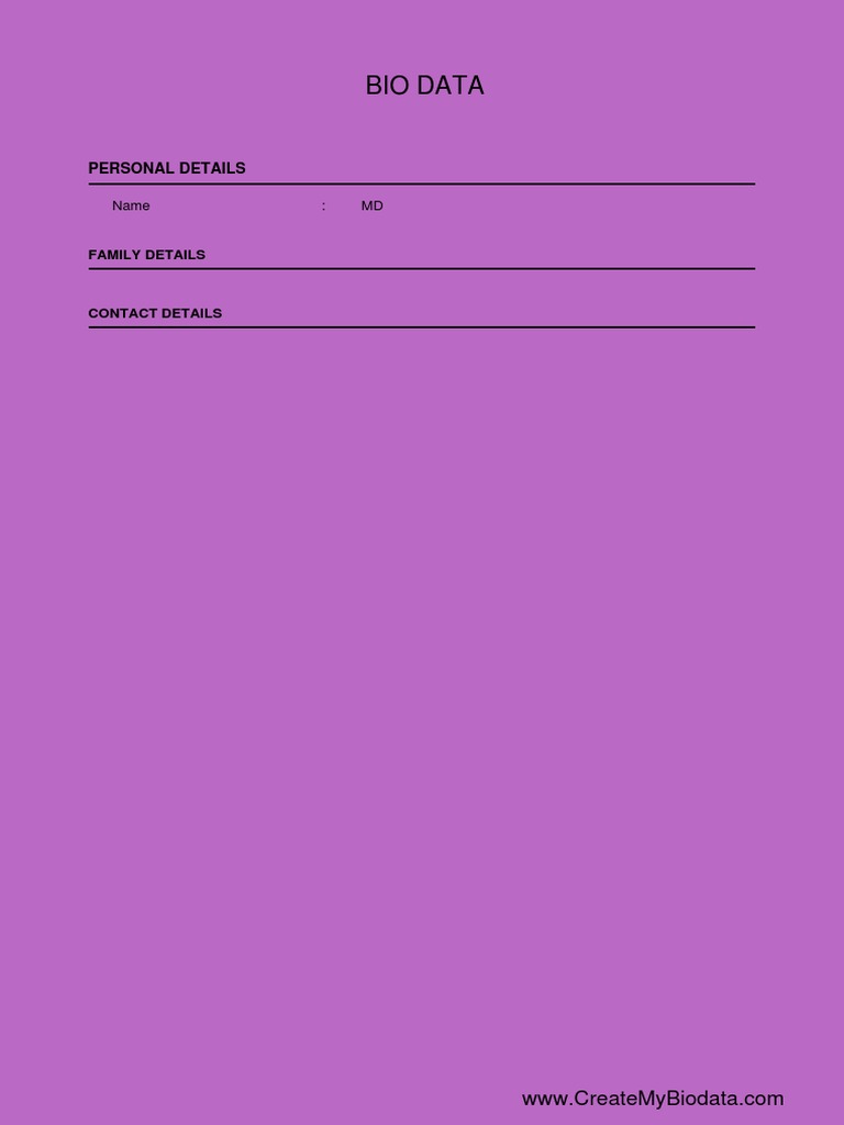 MD Biodata (By Createmybiodata Com) PDF Computer Data Computing