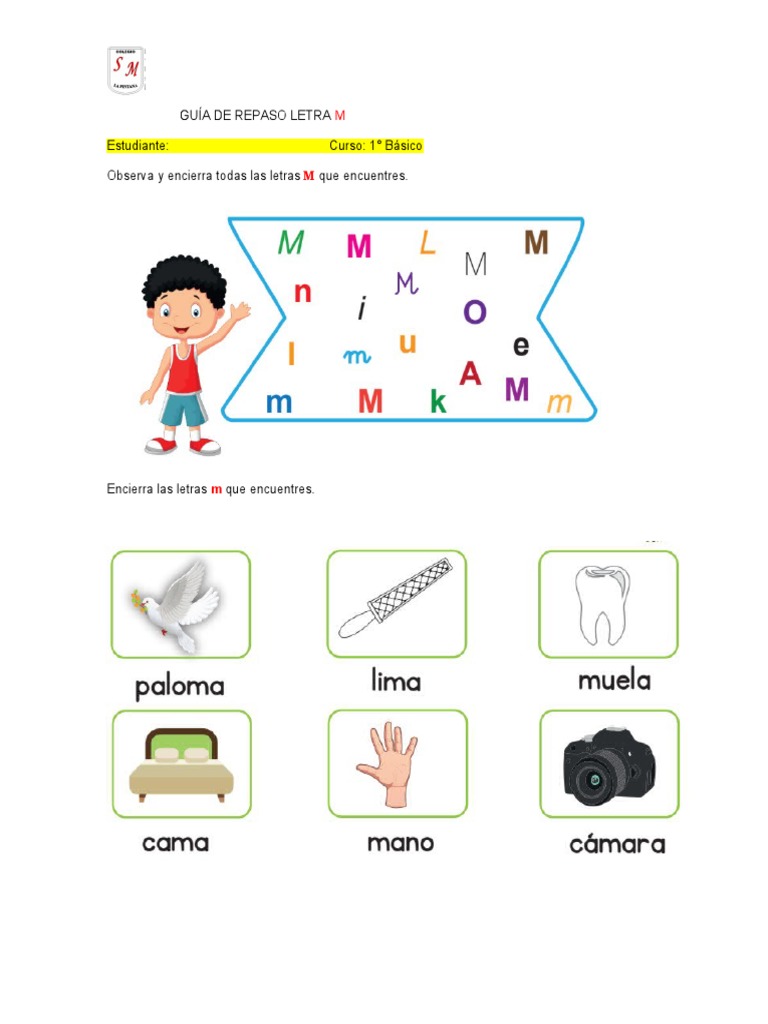 Guía de Repaso: Letras M y L | PDF | Métodos y materiales de enseñanza