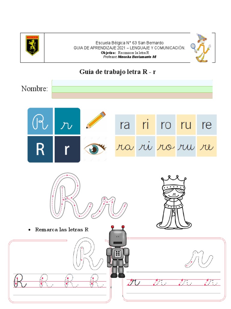Actividades para aprender la letra R | PDF | Artes del Lenguaje y ...