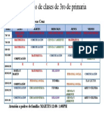 Horario de Clases de 3to de Primaria