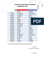 Jadwal Imam Dan Bilal Sholat Tarawih