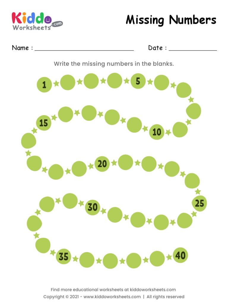 Missing Numbers Worksheet 1-40 | PDF