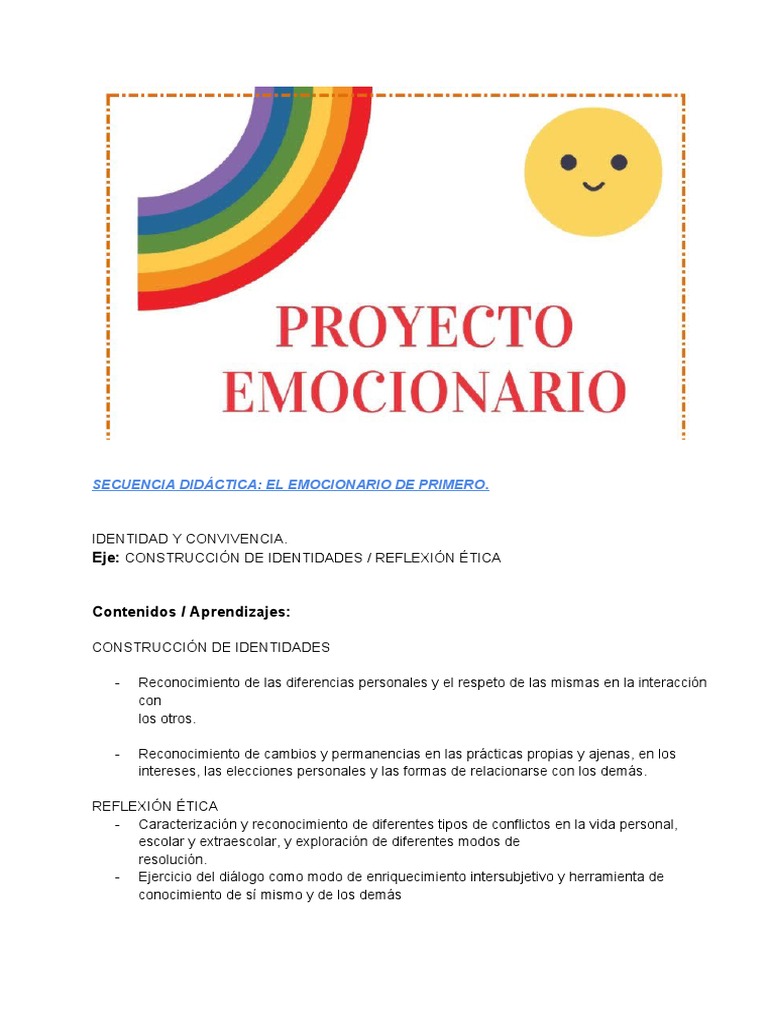 Emocionario: Actividades para Primeros Grados | PDF | Las emociones ...