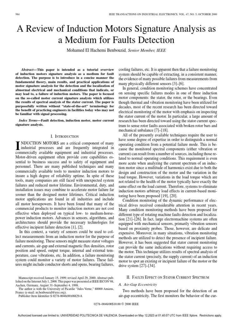 Induction Motors Fault Detection Overview | PDF | Spectral Density ...