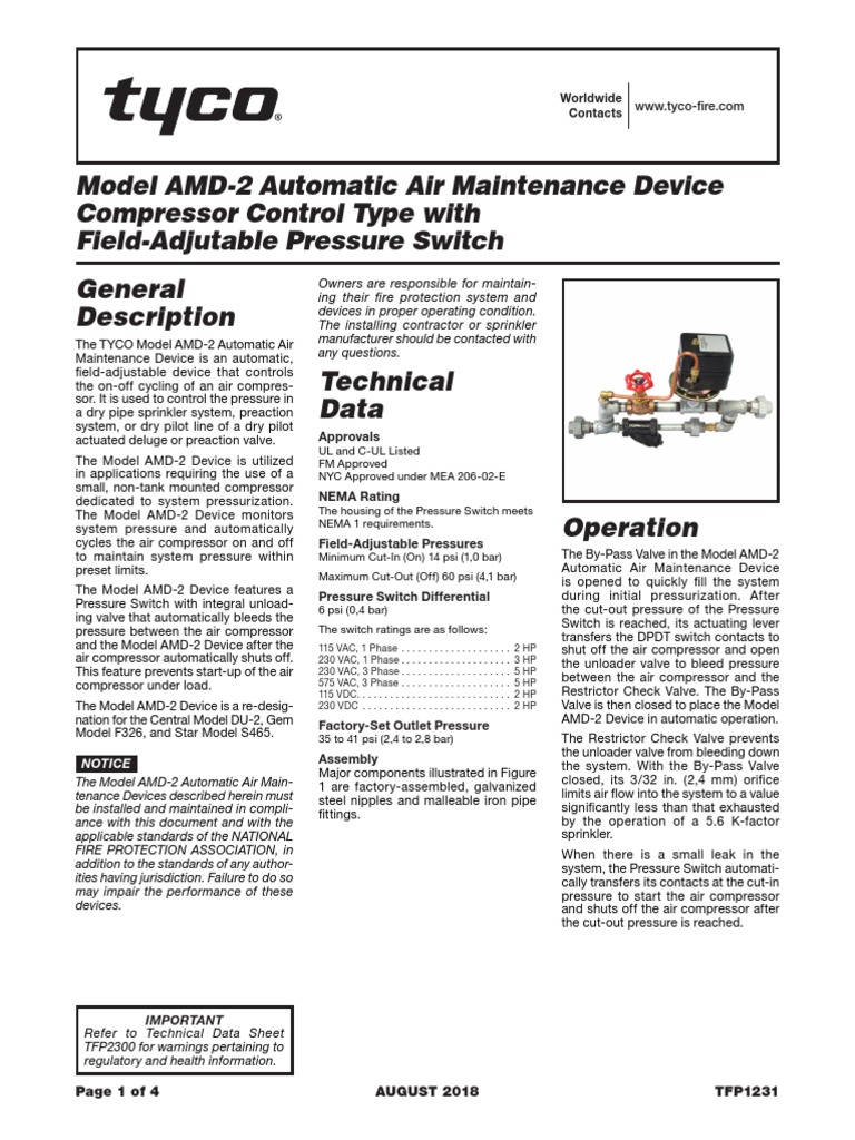 Fichas Tecnicas Tyco Amd-2 | PDF | Fire Sprinkler System | Valve