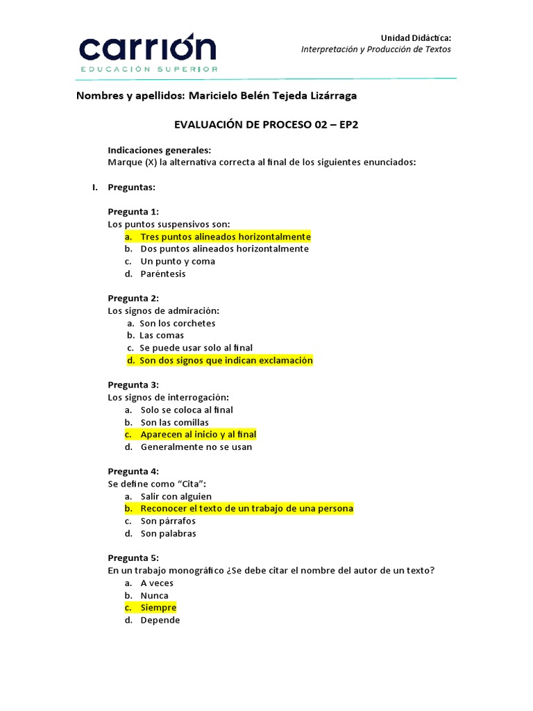 EP2 Evaluacion de Proceso 02 - LAB3 5 | PDF | Lingüística | Escritura