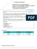 Prueba Informal Pensamiento Matemático Kínder 2022