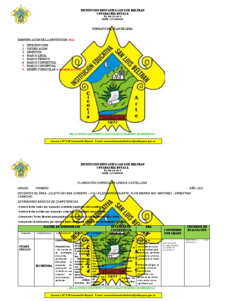 Plan de Área de Lenguaje Tercero | PDF | Comunicación | Cognición