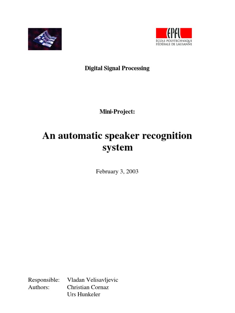 Automatic Speaker Recognition System | PDF | Spectral Density ...