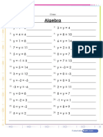 Pre Algebra Addition Equations Worksheet