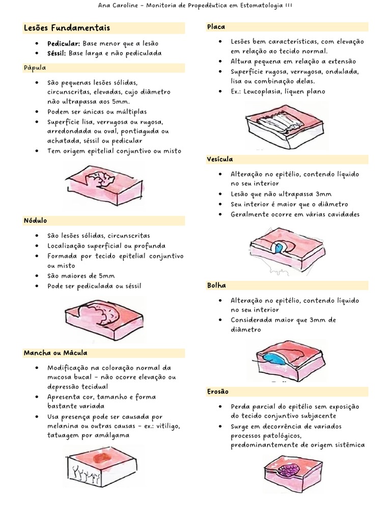 Lesões Fundamentais E Sistema Linfático Monitoria De Propedeutica
