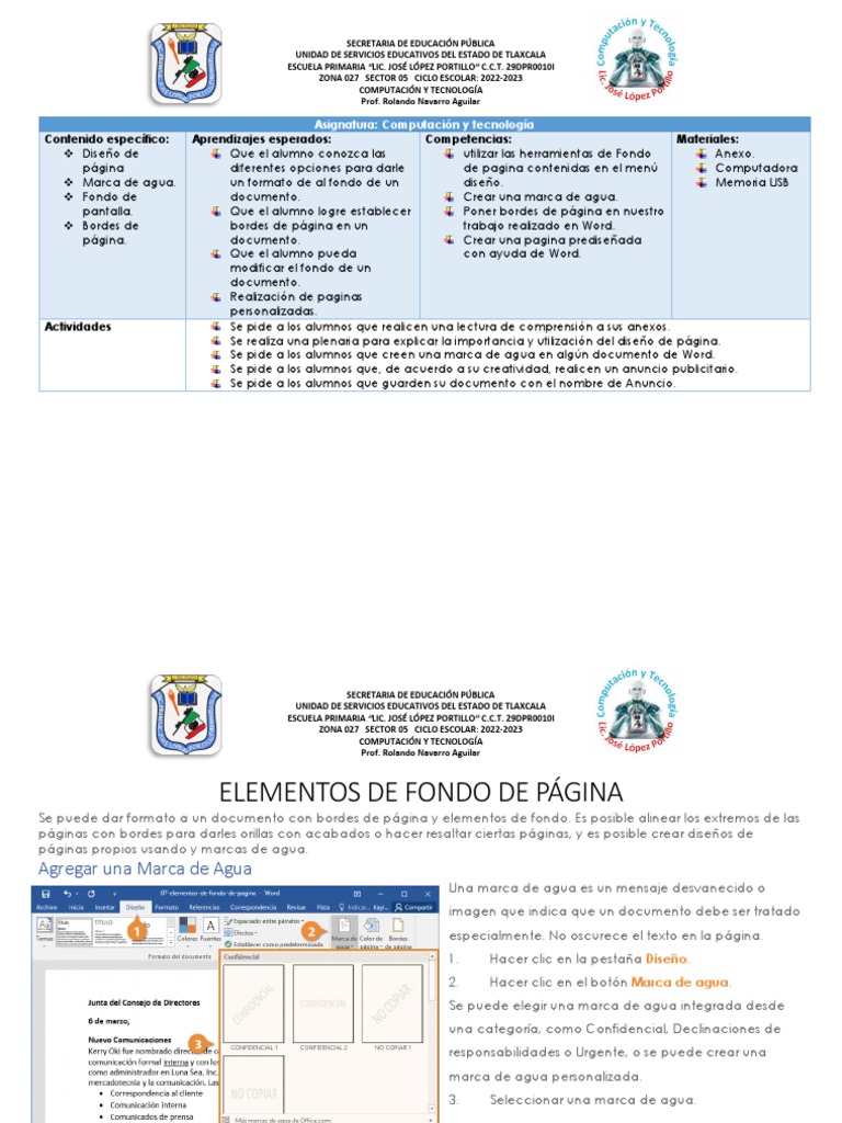Elementos de Fondo de Página | PDF | Educación primaria | Informática